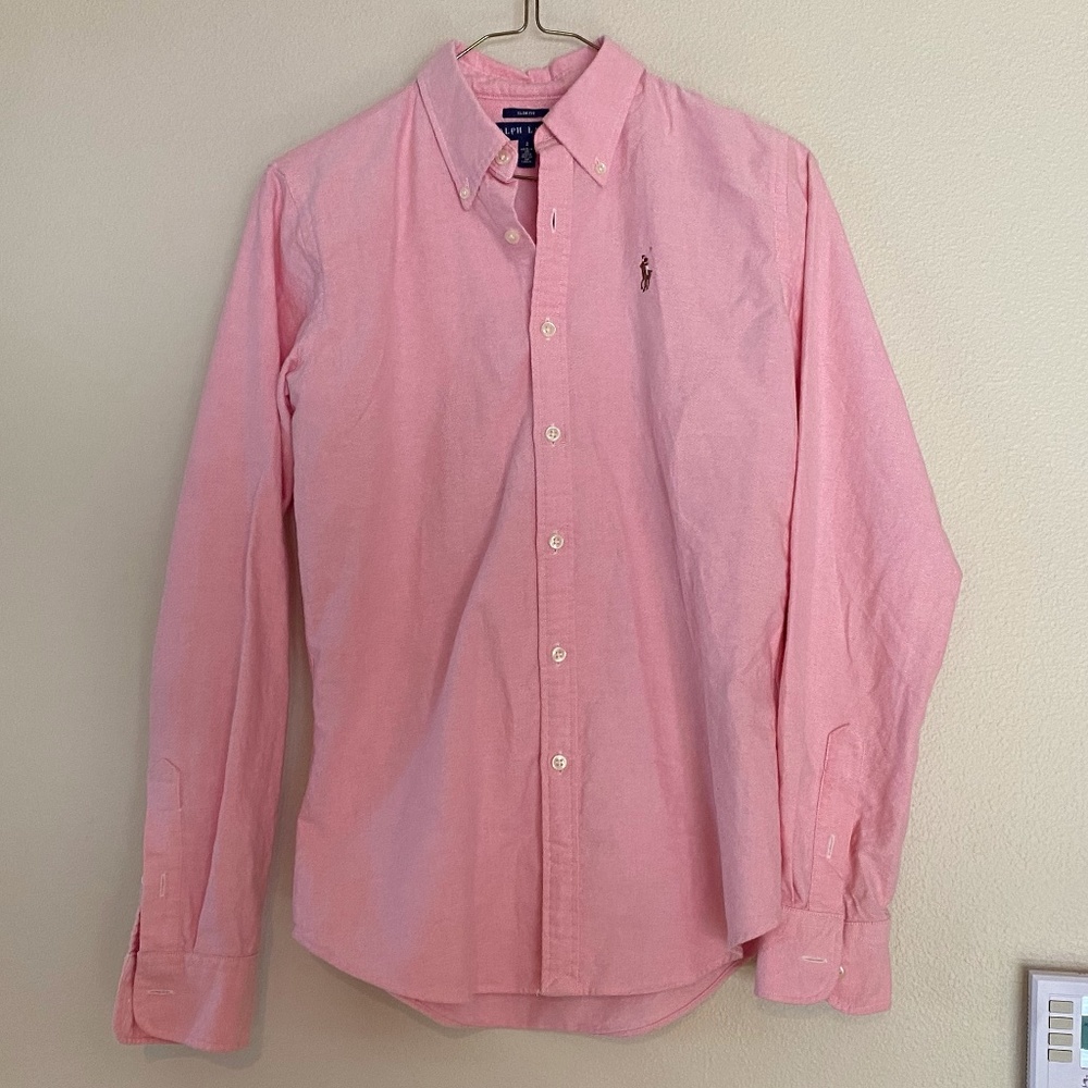 Ralph Lauren | Slim-Fit Pink Oxford Button Down | Women's Size 2